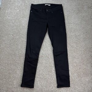 Levi's 711 Skinny Jeans Womens 28 Dark Wash Black Mid Rise Stretch Denim